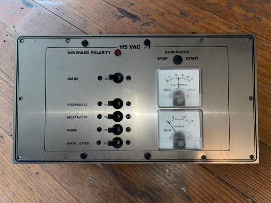 115 Volt AC #1 Panel- 5 Switch AC With AMP & Volt Meter