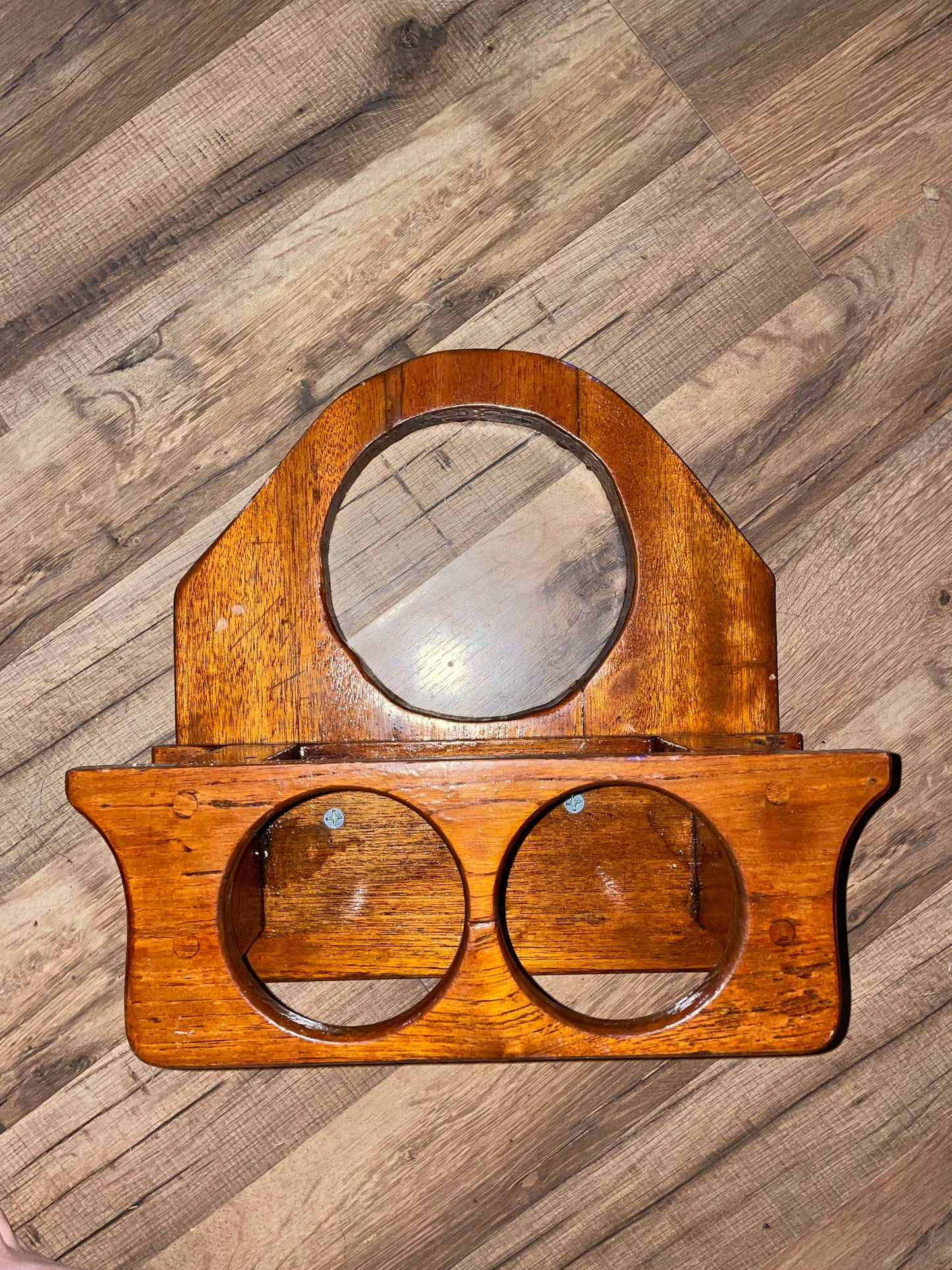 Teak Cup Holder With Pedestal Mounting