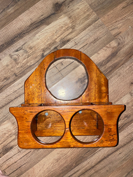 Teak Cup Holder With Pedestal Mounting