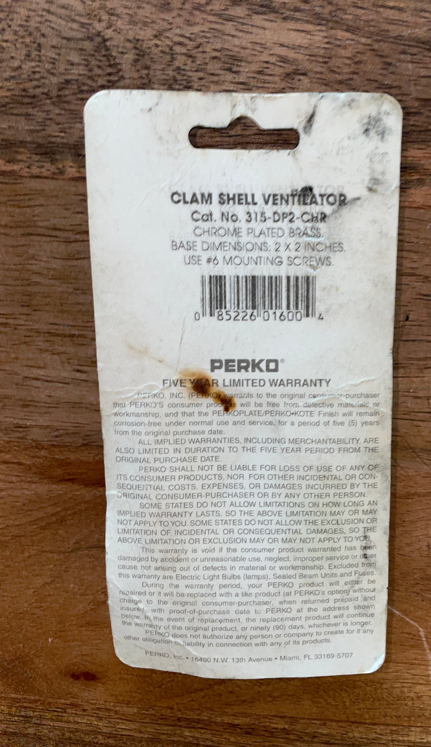 Perko Clam Shell Ventilator 2” x 2” NEW