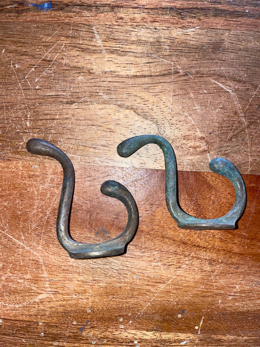 PAIR Brass Wall Hooks
