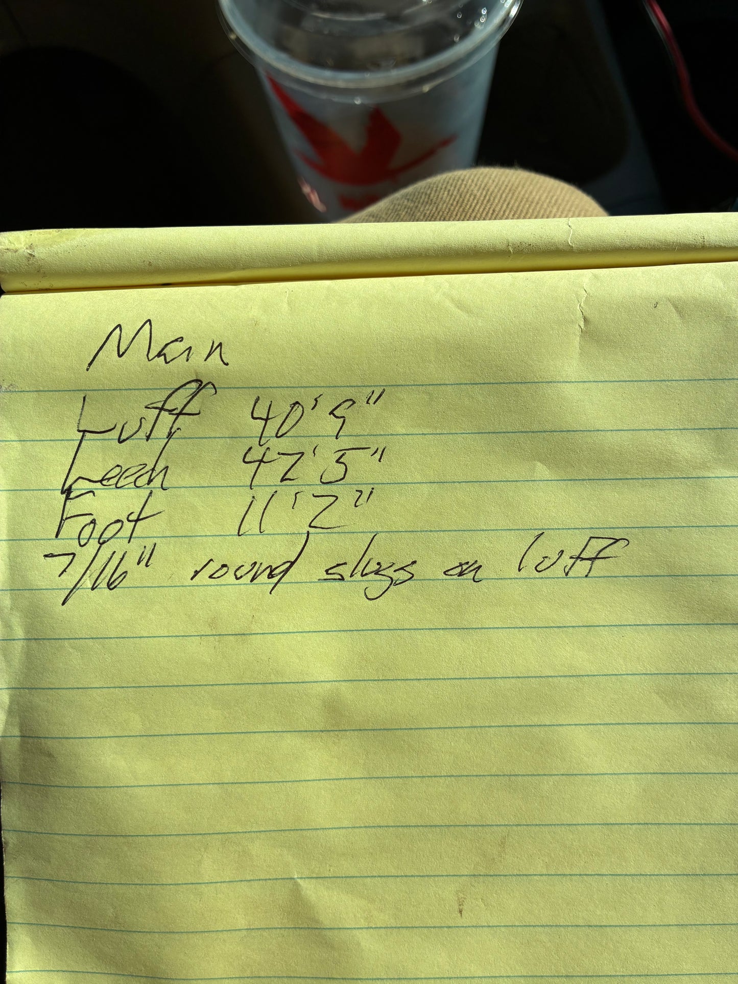 Crealock 37 Main Sail - Luff 40'9" x Leech 42'5" x Foot 11'2"