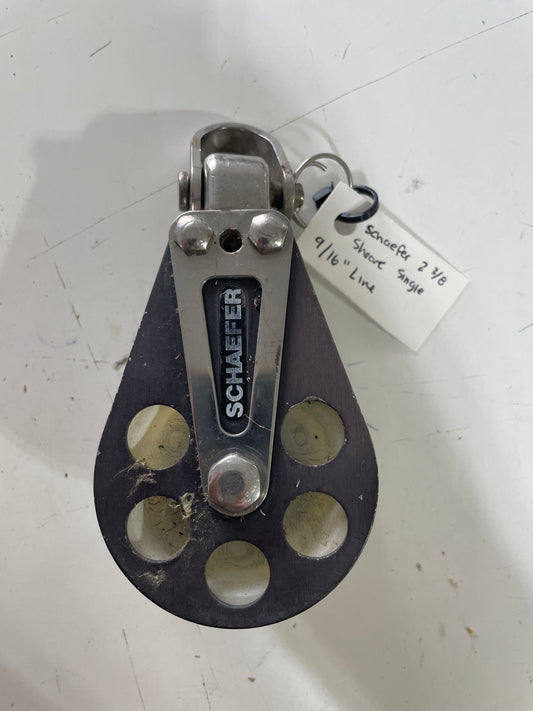 Schaefer 2 3/8” Sheave Single Swivel Block- 9/16” Line