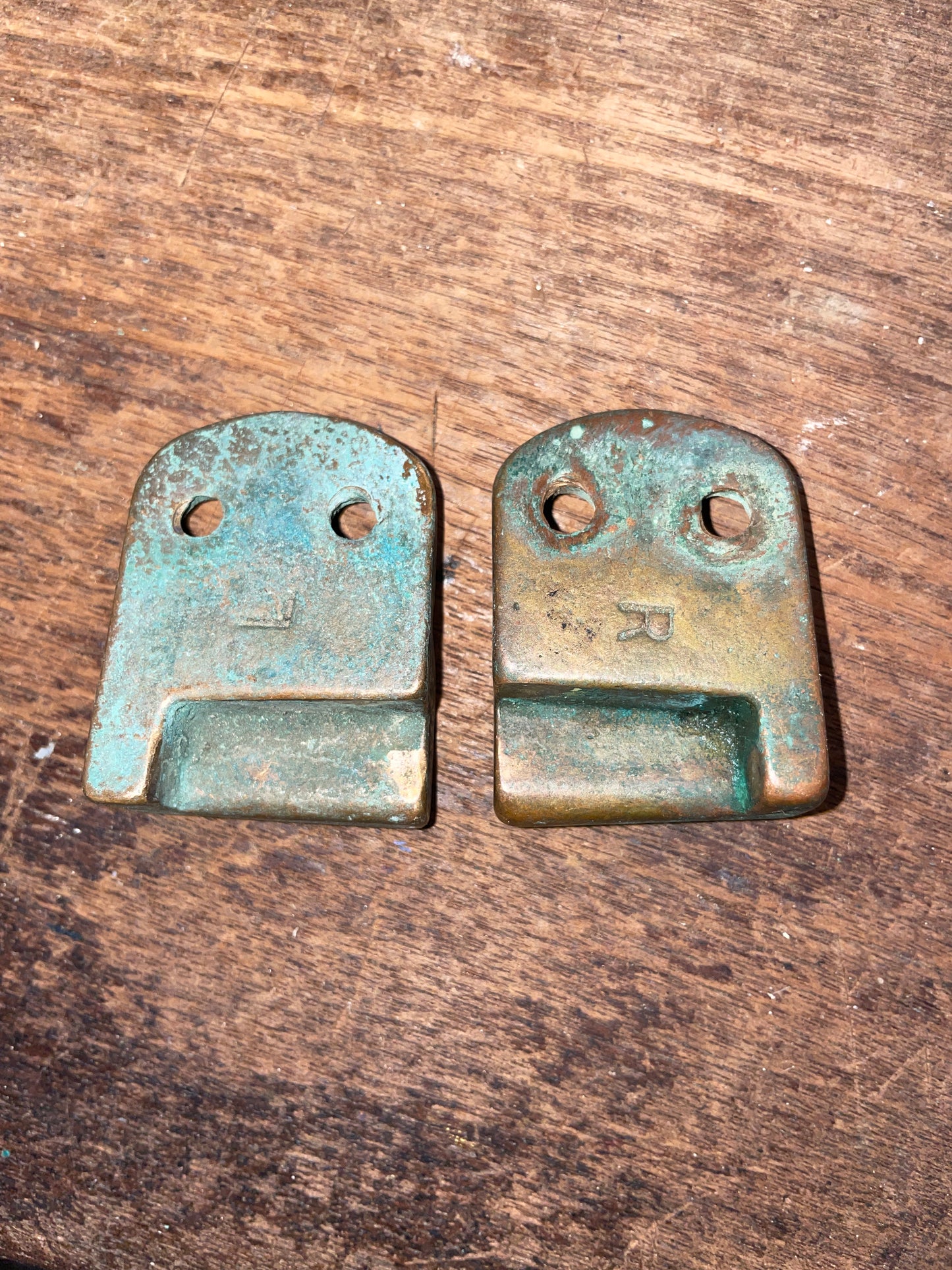 Pair Of 1 1/4” Bronze Track Ends