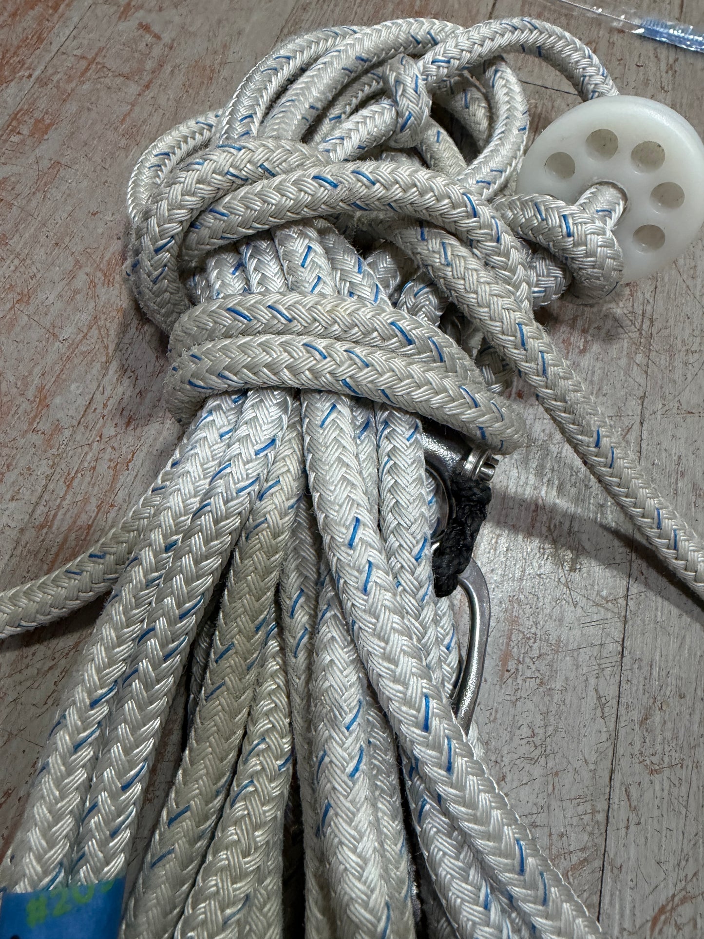 55' OF 7/16" Halyard Line WITH Stainless Steel Shackle