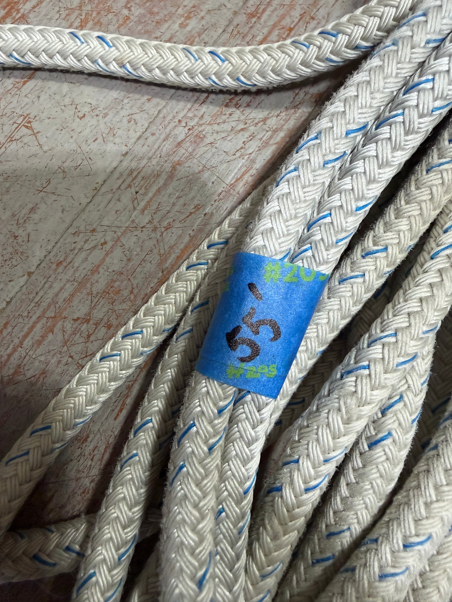 55' OF 7/16" Halyard Line WITH Stainless Steel Shackle