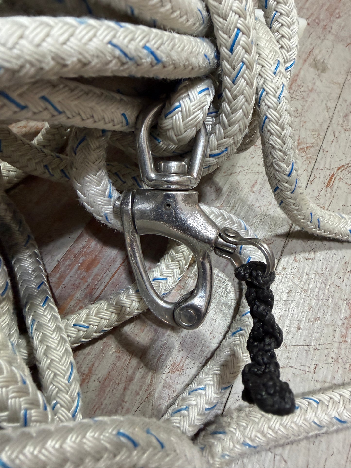 55' OF 7/16" Halyard Line WITH Stainless Steel Shackle