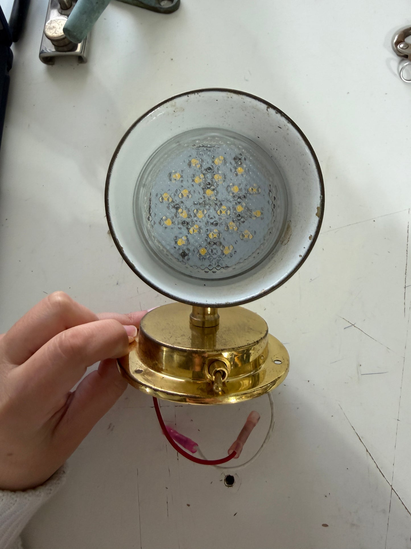 Brass Interior Tilting Light - LED Light Bulb