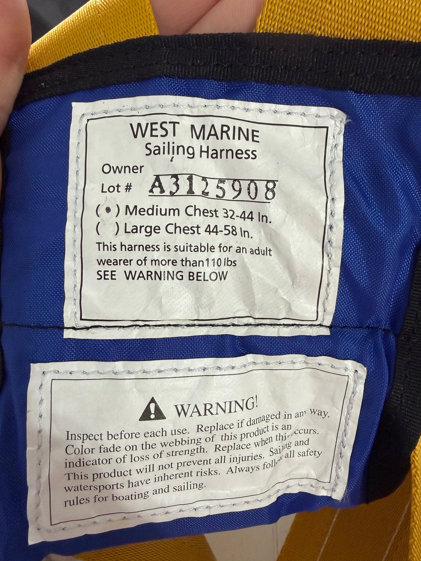 West Marine Size Medium OR Large Safety Sailing Harness