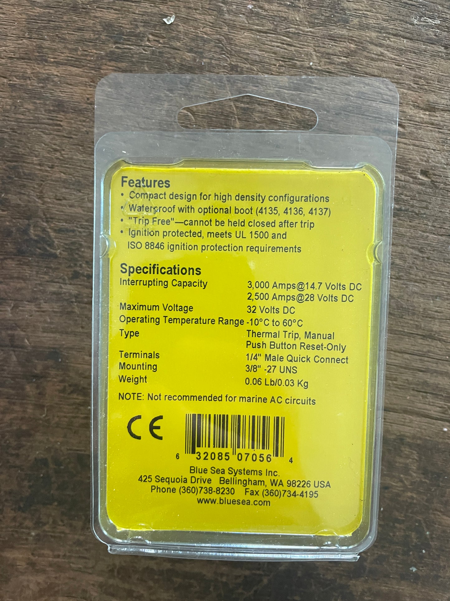 BSS Push Button Circuit Breaker 15 AMP NEW