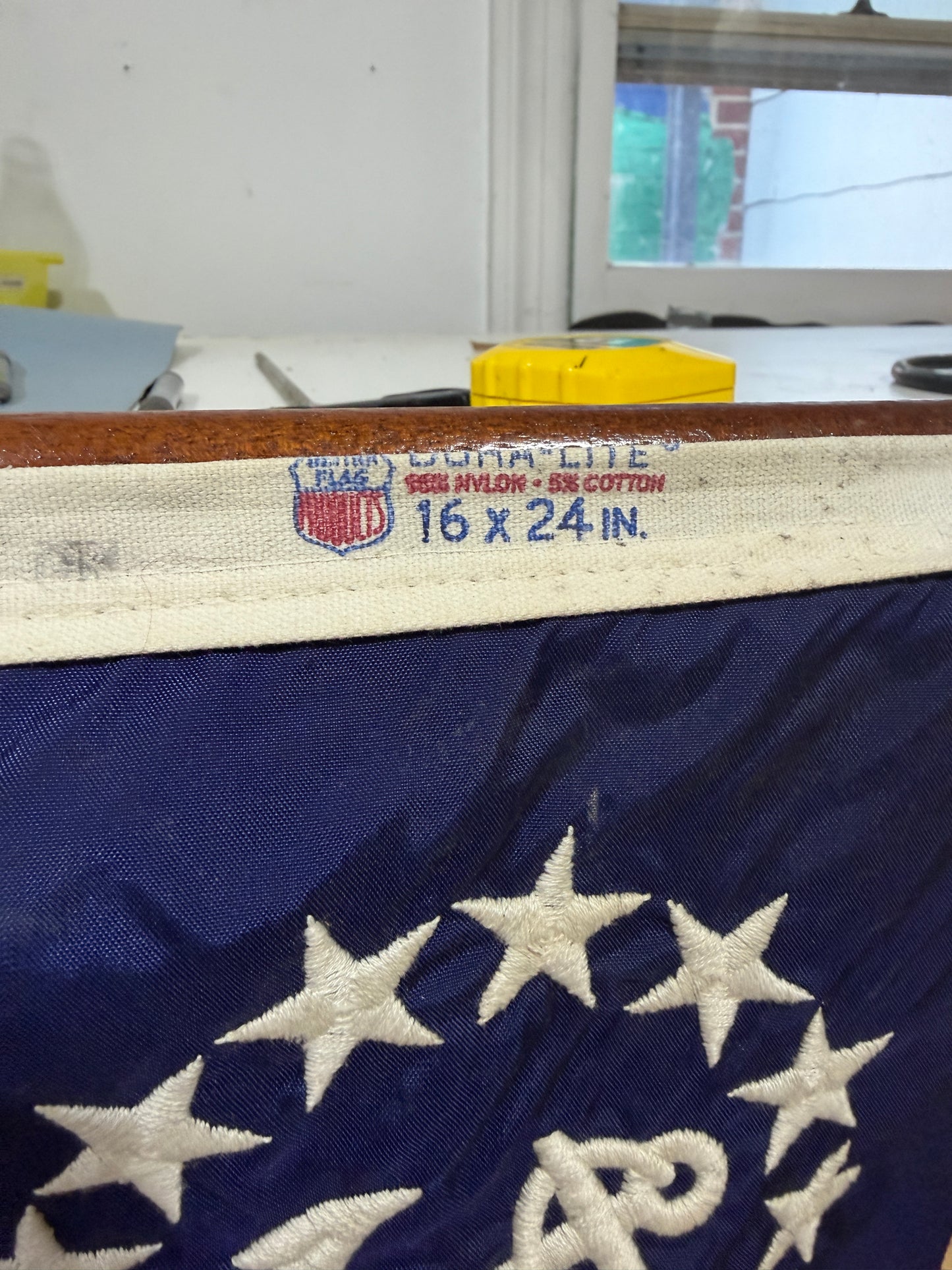 36" Long Teak Flag Pole WITH 16x24 Nautical American Flag