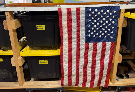 47" Long Teak Flag Pole WITH  23 x38 American Flag