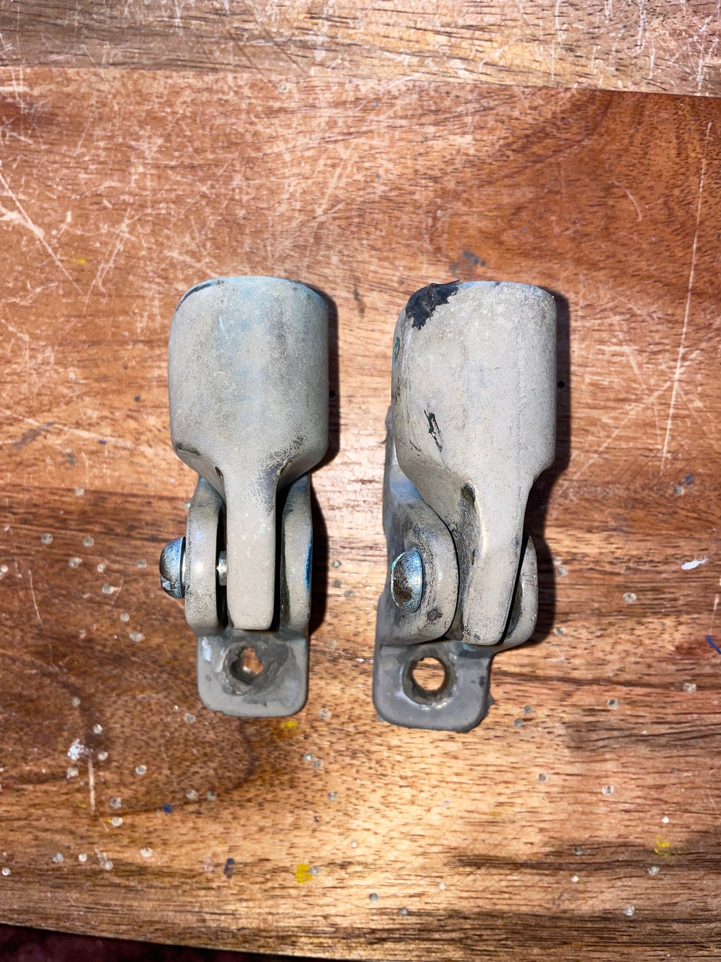 PAIR 3/4” Bronzed Angled Bimini Jaw Slides and Mounting Bases