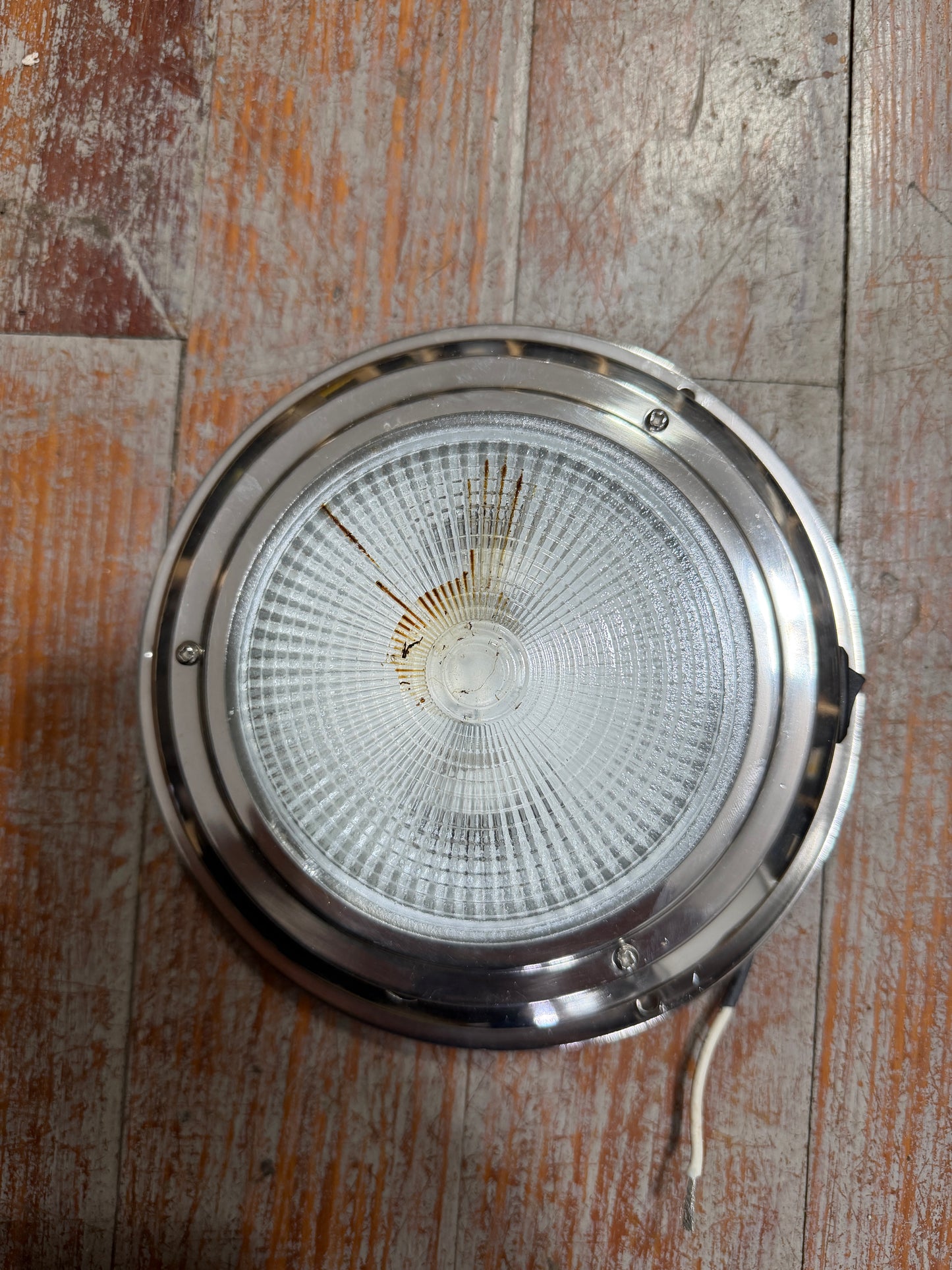 6 3/4" Stainless / Glass Interior Light - PUSH OR SWITCH