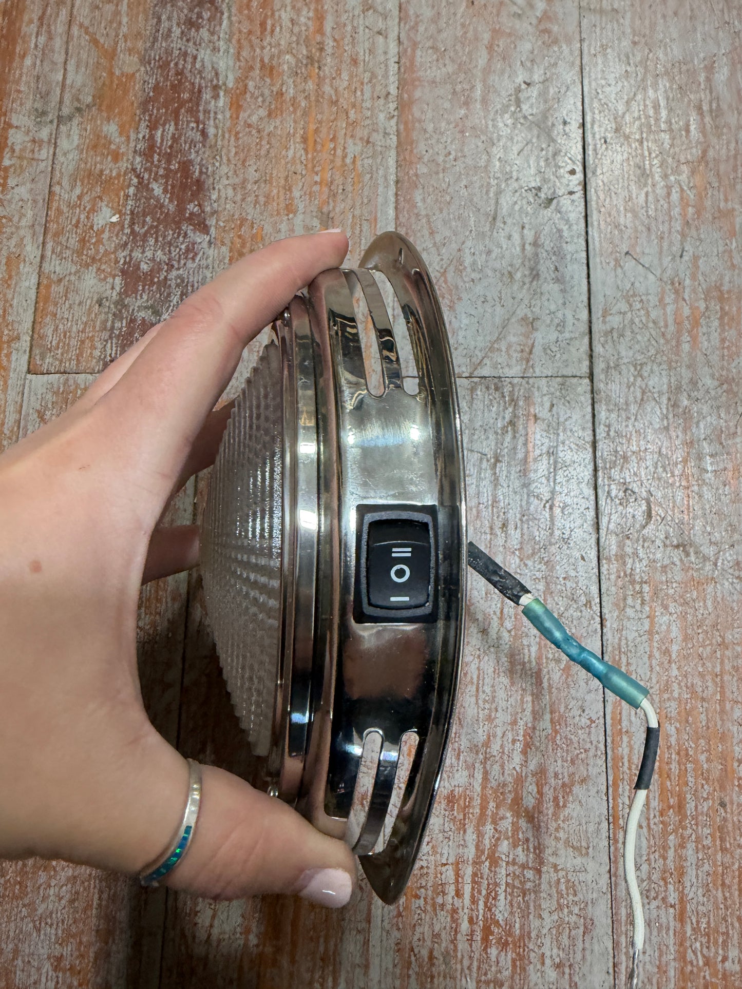 6 3/4" Stainless / Glass Interior Light - PUSH OR SWITCH