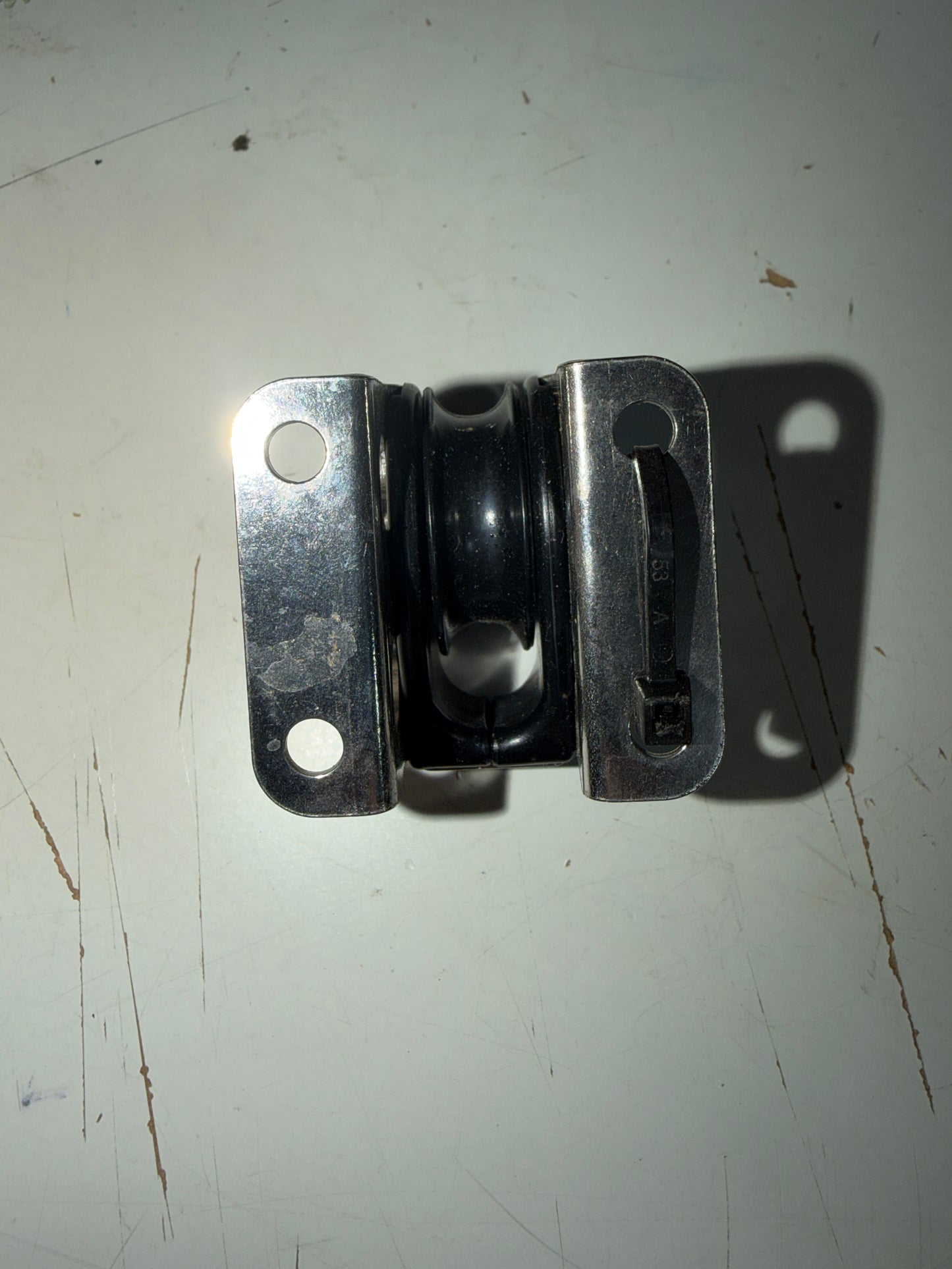 Small Harken 1 1/8” Sheave Single Cheek Block- 5/16” Line