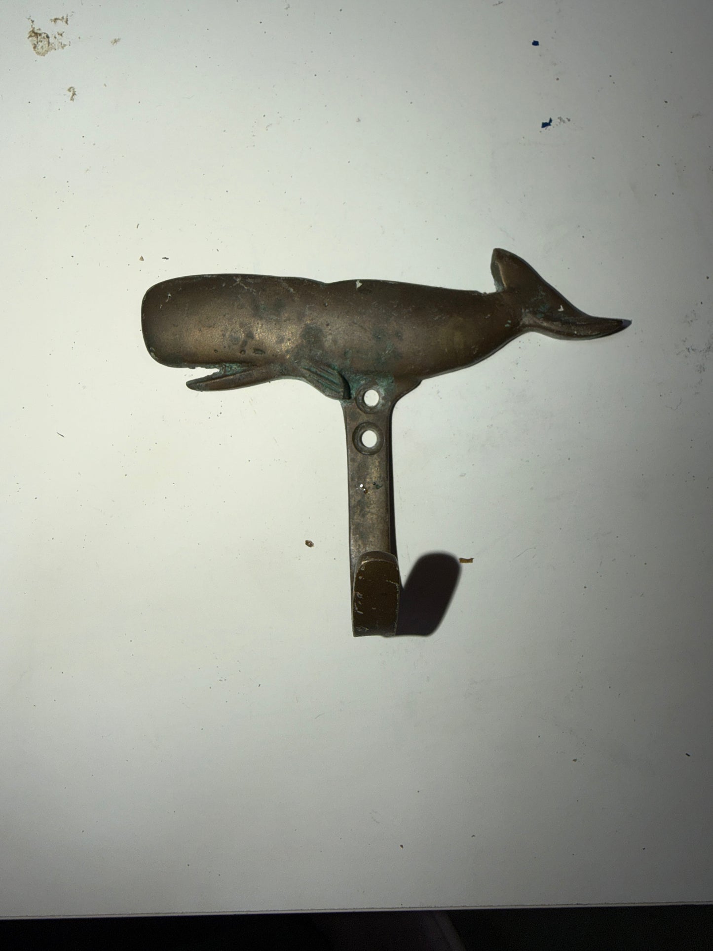 Vintage Brass Whale Hook