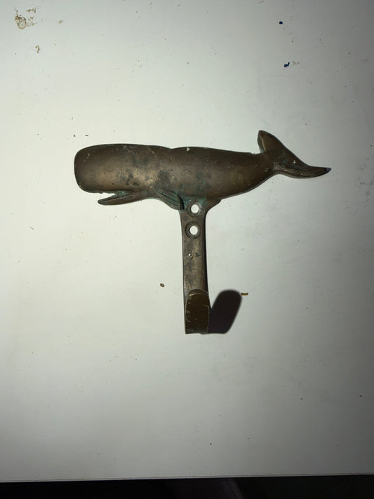 Vintage Brass Whale Hook