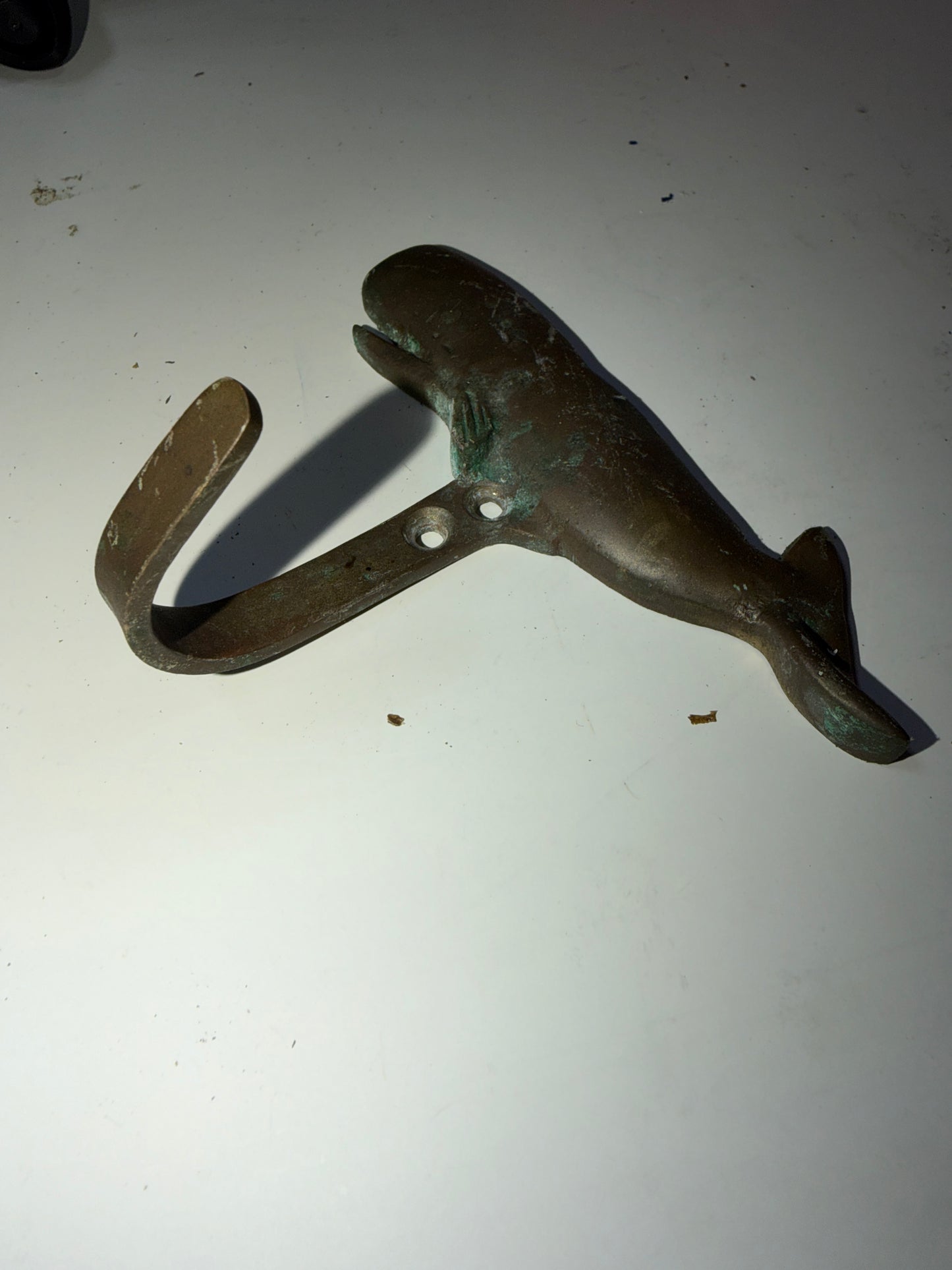 Vintage Brass Whale Hook