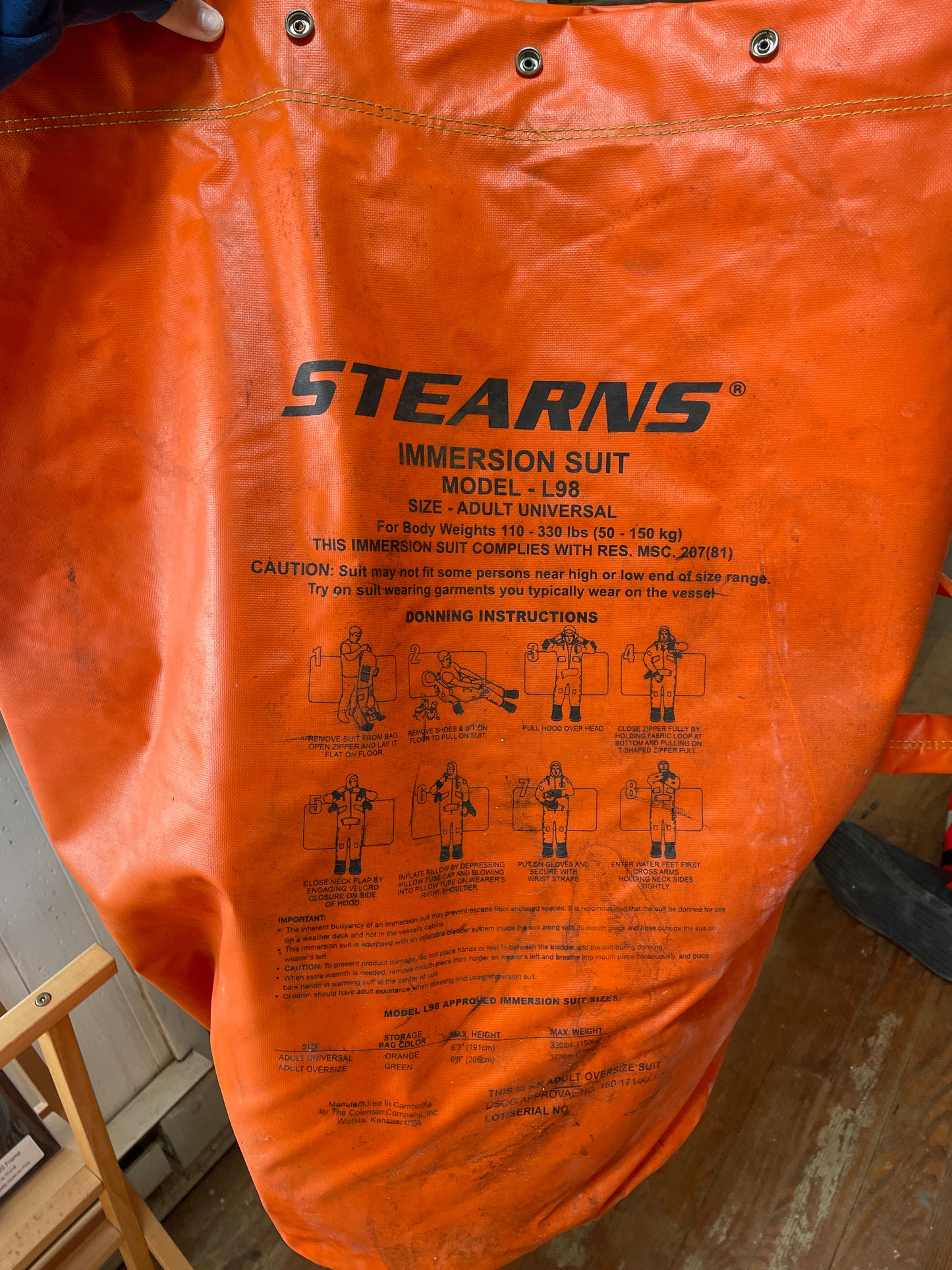 Stearns Immersion Suit MODEL L98 - Size Adult Universal 110LB - 330LB