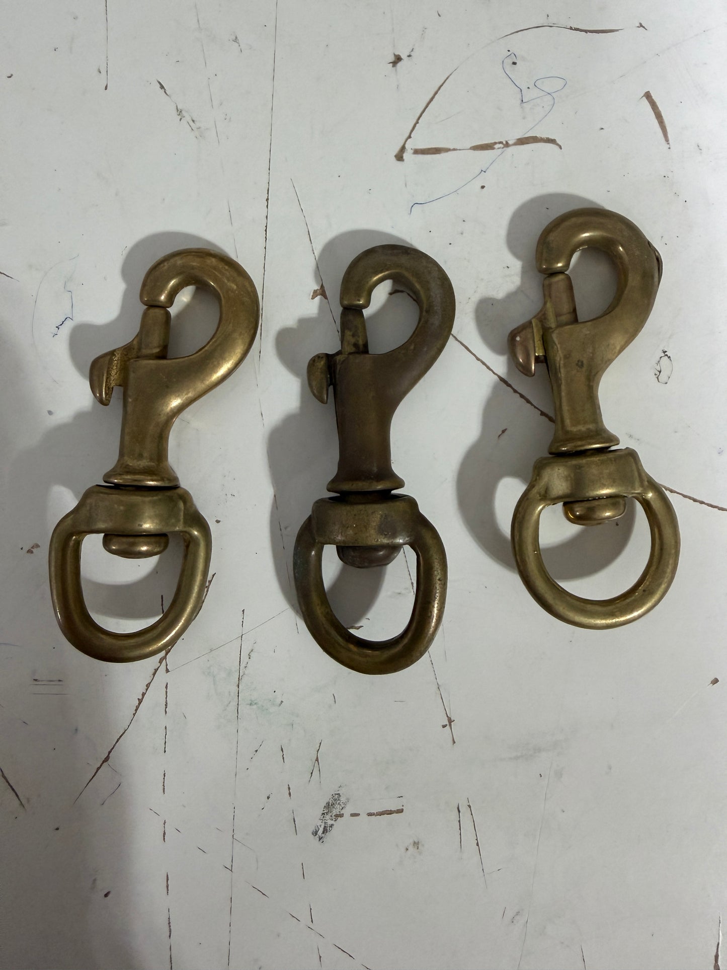 Lot Of 3 Brass Swivel Clips - 5/8" Bail