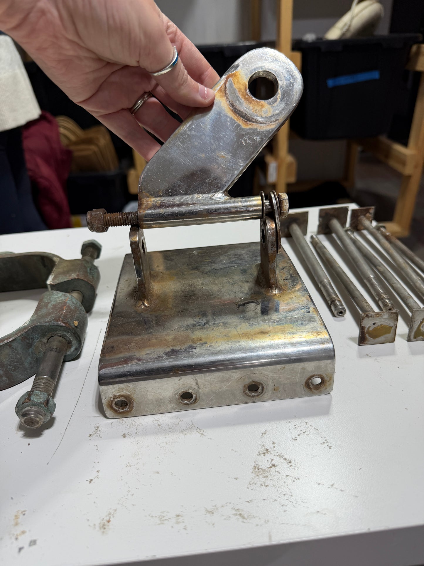 Vintage Bronze Mast Fittings For Boom Attachment / Gooseneck