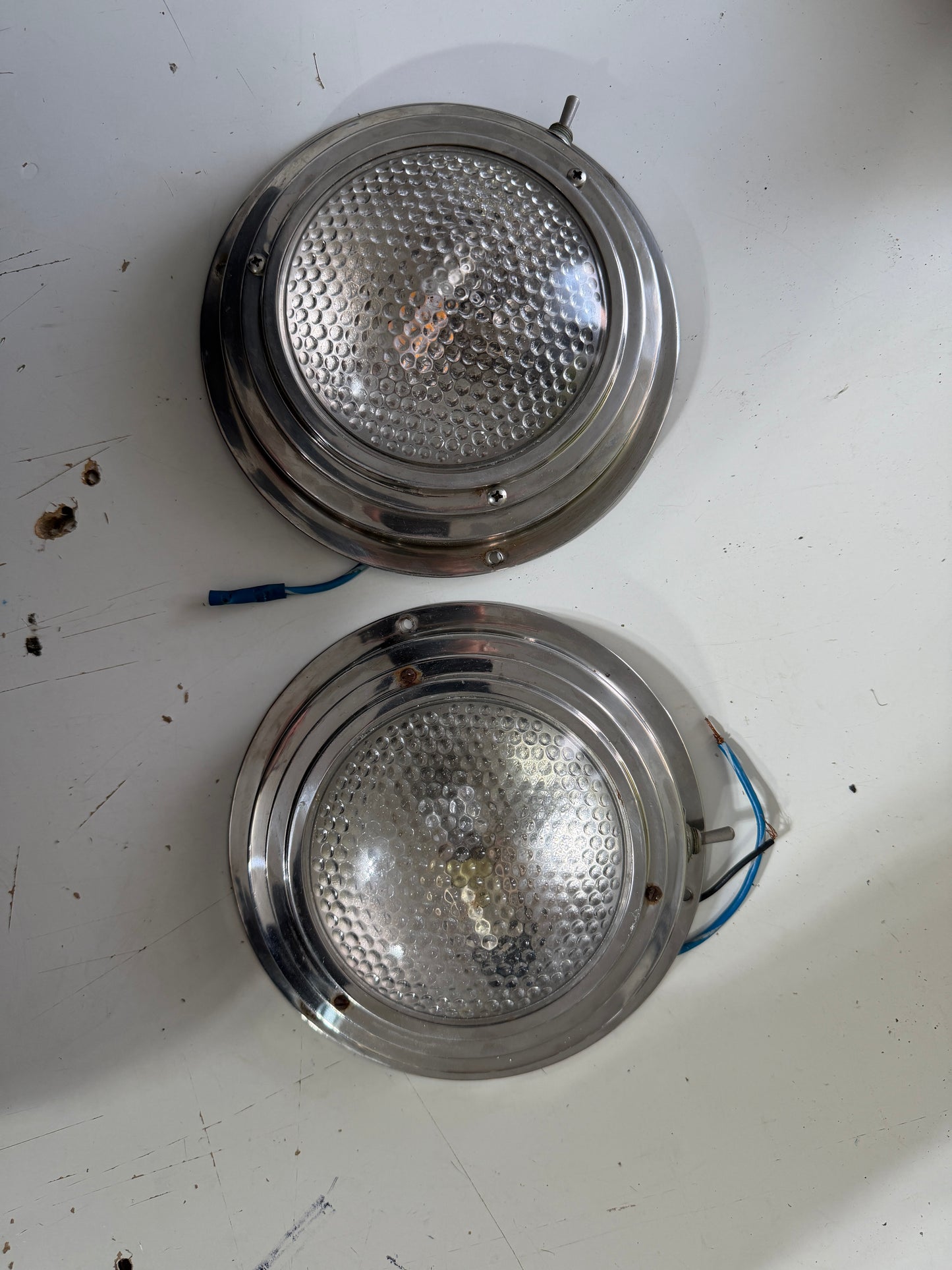 PAIR 6 7/8" Diameter Glass Lense Interior Lights