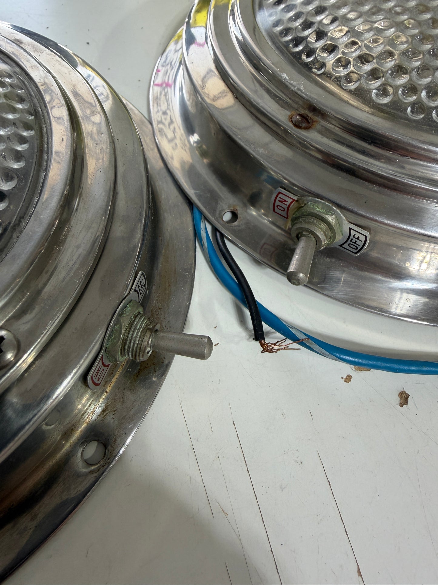 PAIR 6 7/8" Diameter Glass Lense Interior Lights