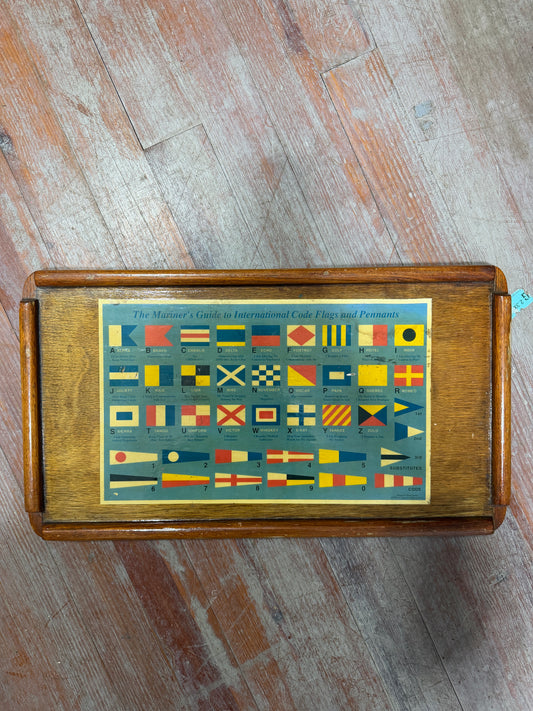 Teak Cockpit Table With Mariner Flag Epoxied On