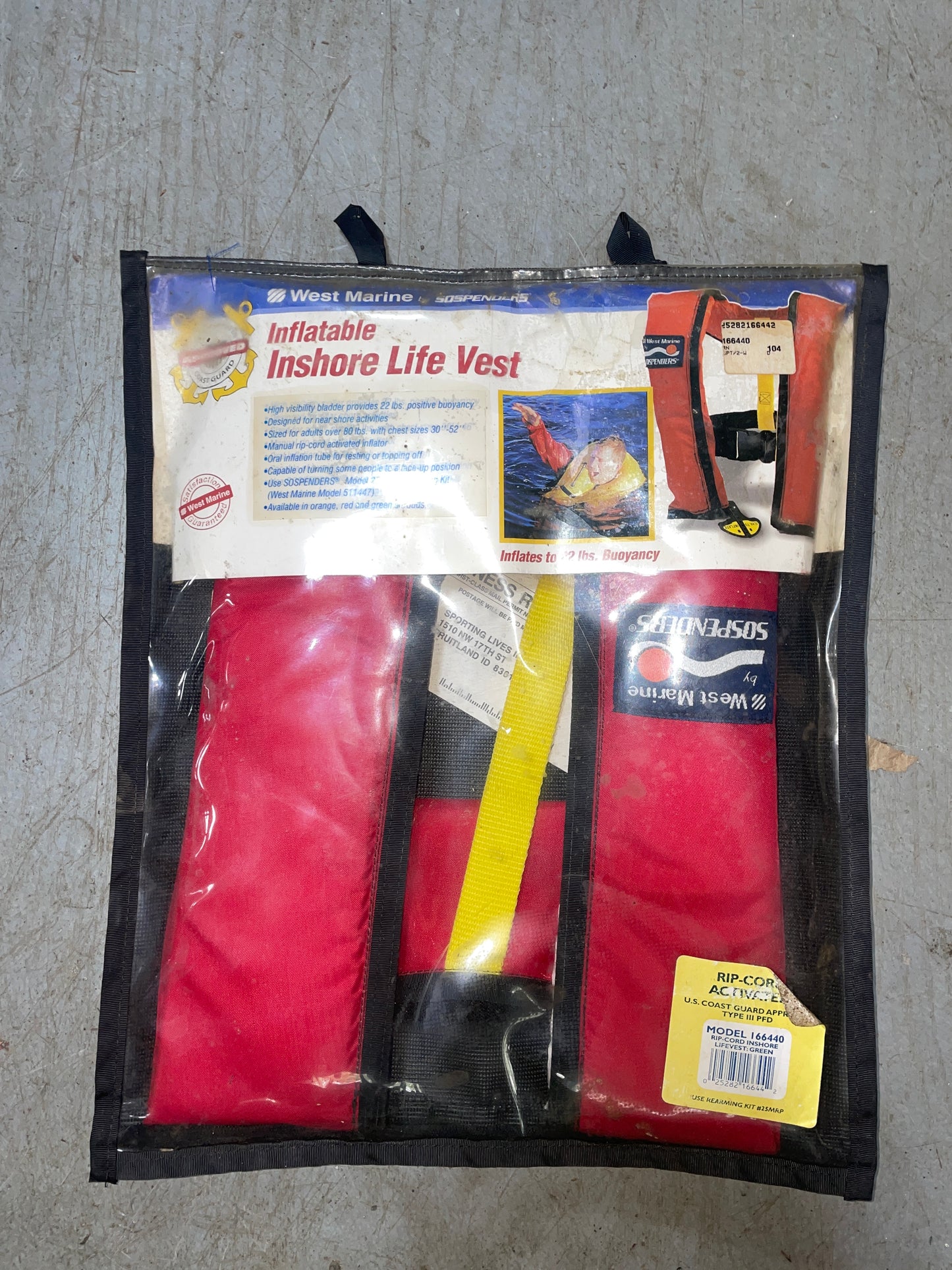 NEW West Marine Sospenders RIP Cord Activation Life Jacket - Available in Red, Orange OR Green