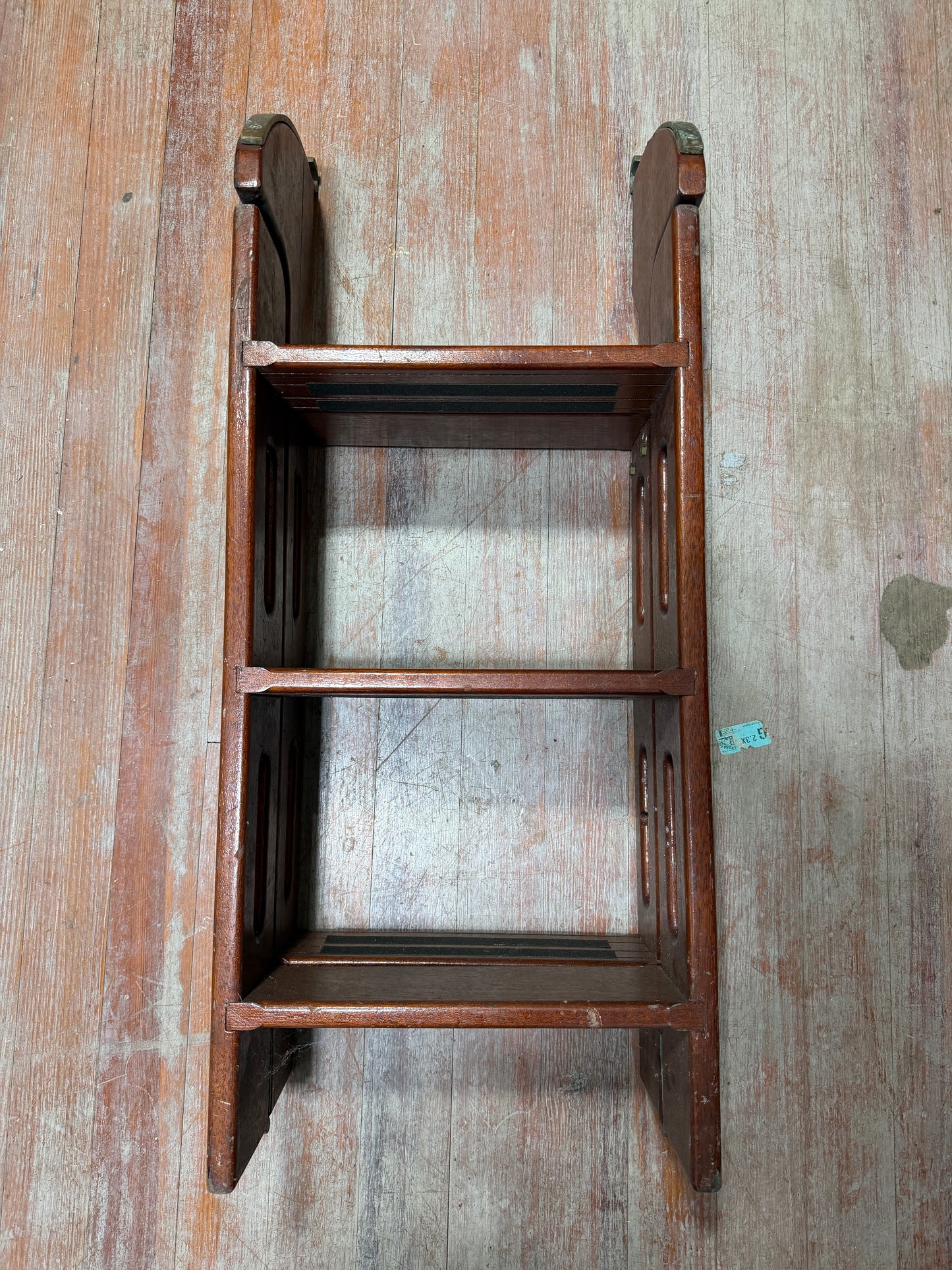 Beautiful Folding 6 Step Teak Stairs With Bronze Hardware - 64" Total Length