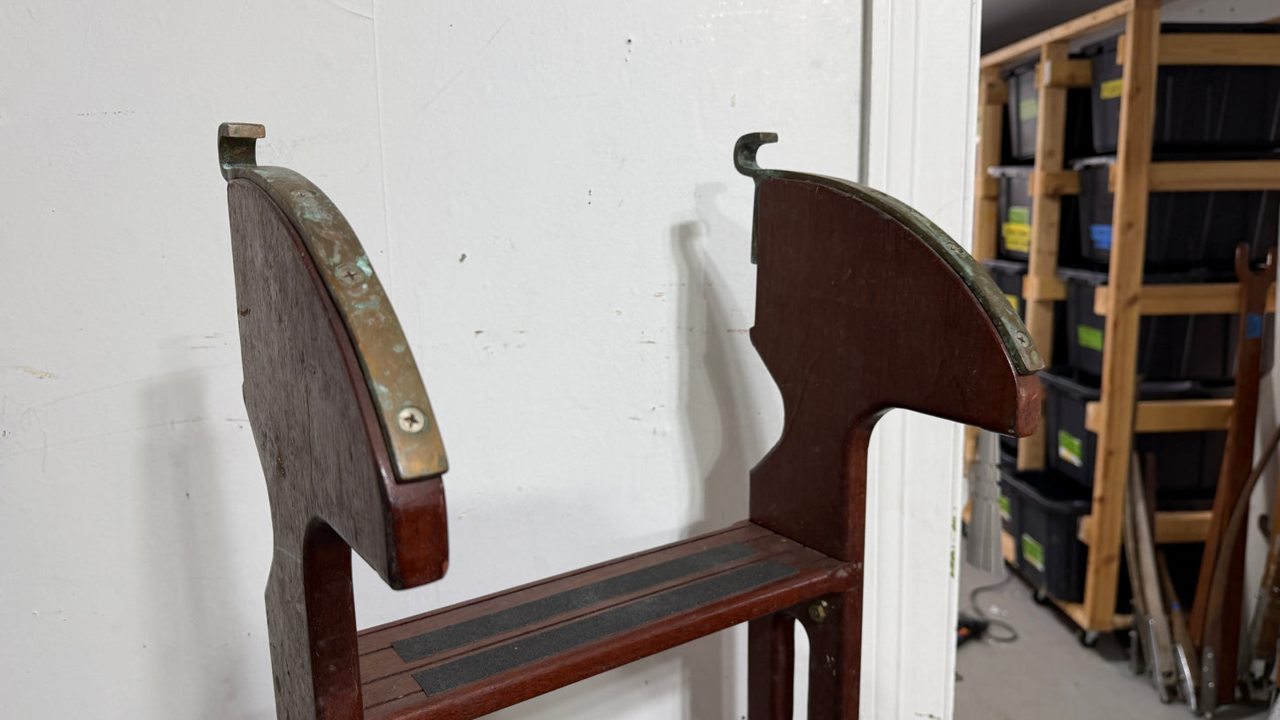 Beautiful Folding 6 Step Teak Stairs With Bronze Hardware - 64" Total Length