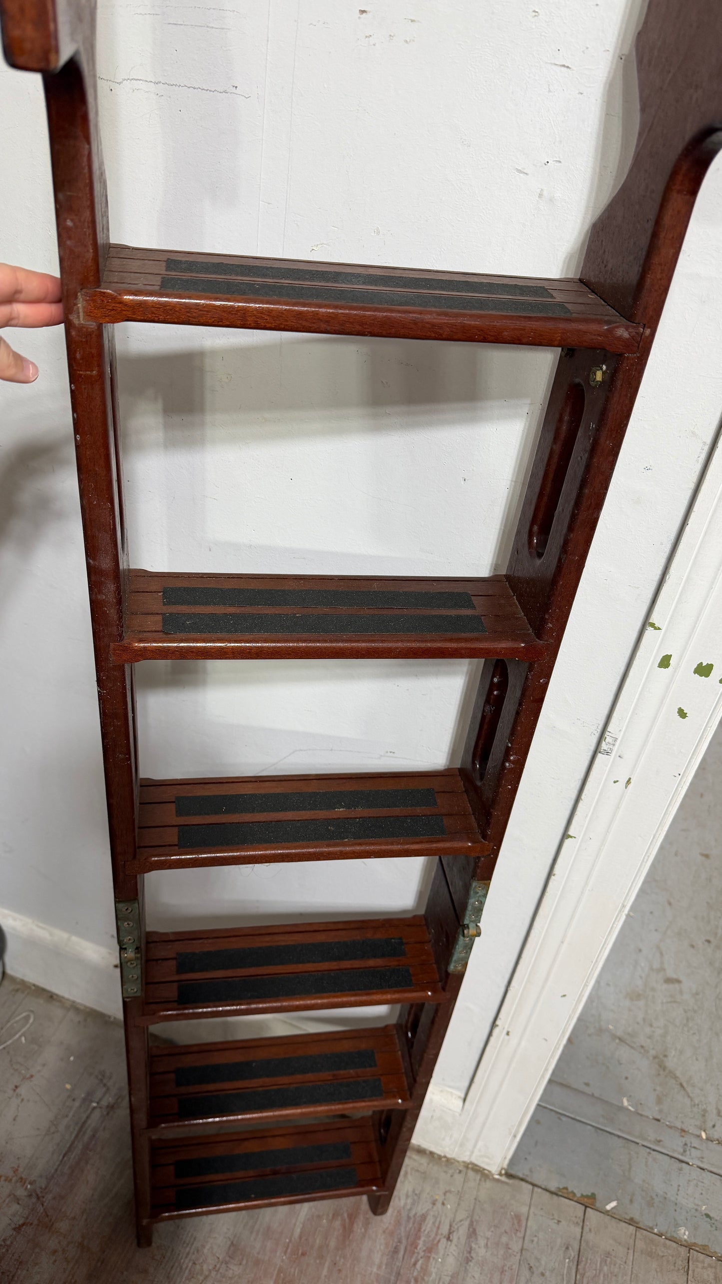 Beautiful Folding 6 Step Teak Stairs With Bronze Hardware - 64" Total Length