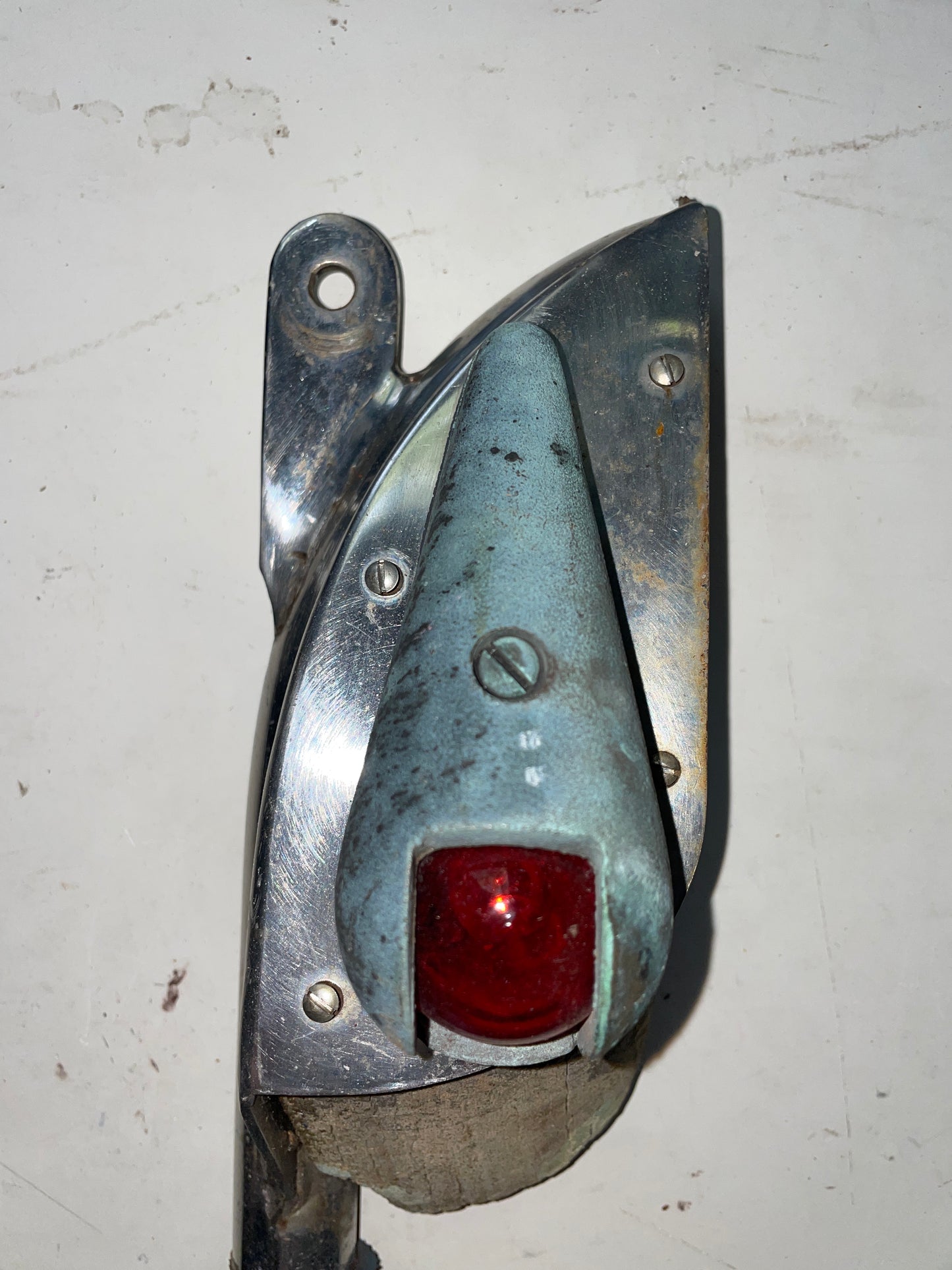 Vintage Bronze Port Side Navigation Light (Red Glass Lens)