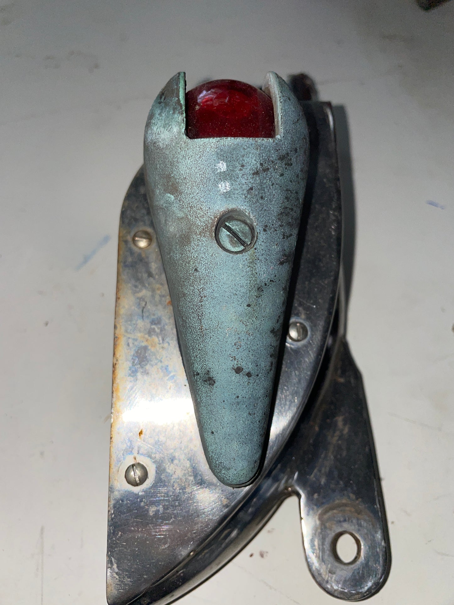 Vintage Bronze Port Side Navigation Light (Red Glass Lens)