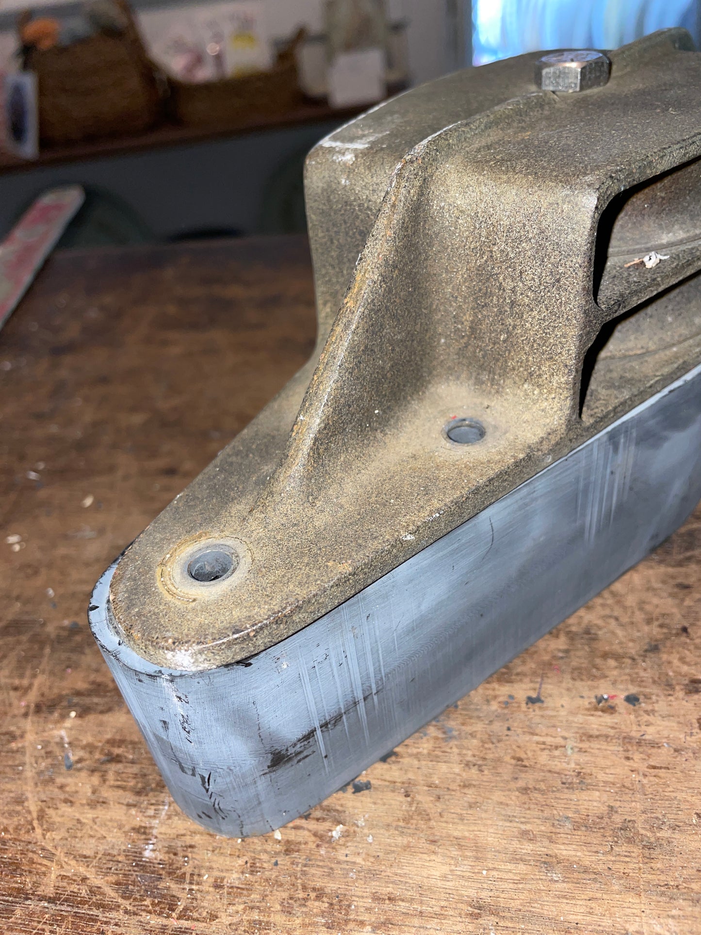 Large Brass 3 1/4” Double Cheek Block With Mounting Block- 9/16” Line