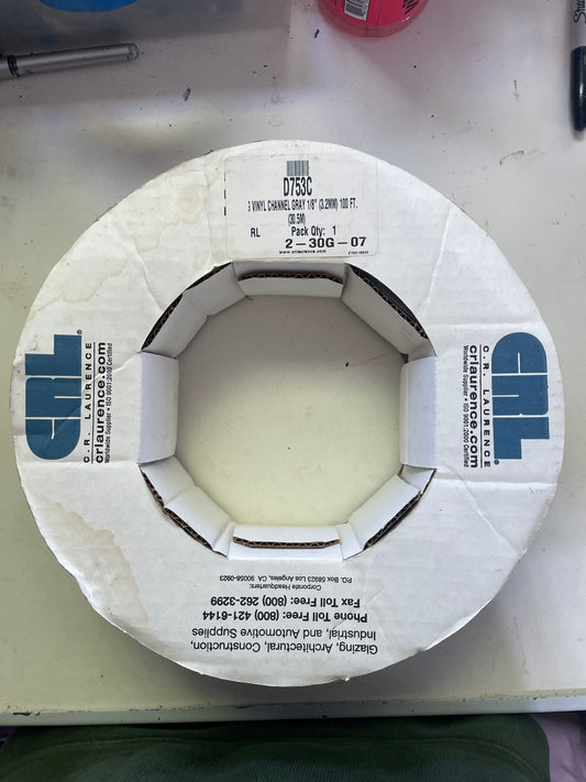 CRL D753C Glazing Vinyl - 1/8” Glass Thickness - 100’ Roll - NEW