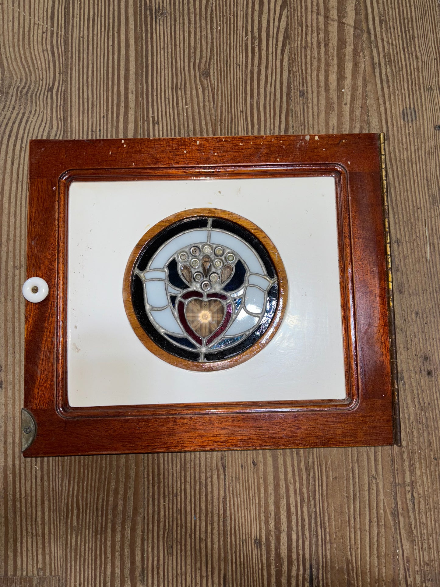 1934 Eisenhower 50' Small Interior Stained Glass Door - 13 3/4" x 12" x 1" -- #196