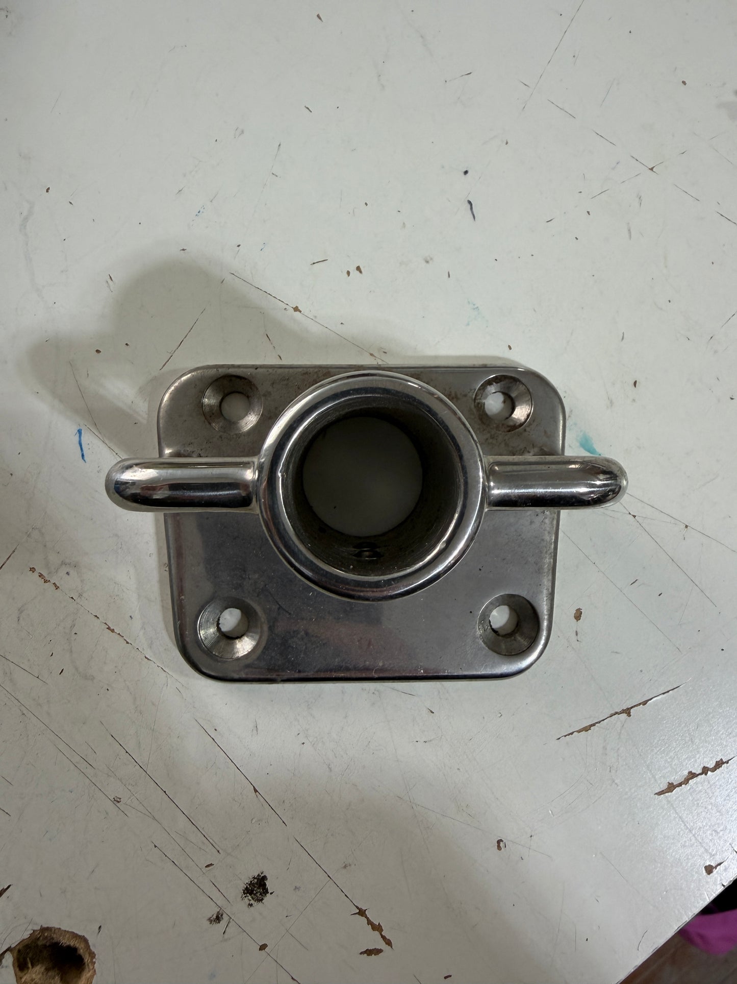 Stainless Angled 1" Diameter Tubing Stanchion Base