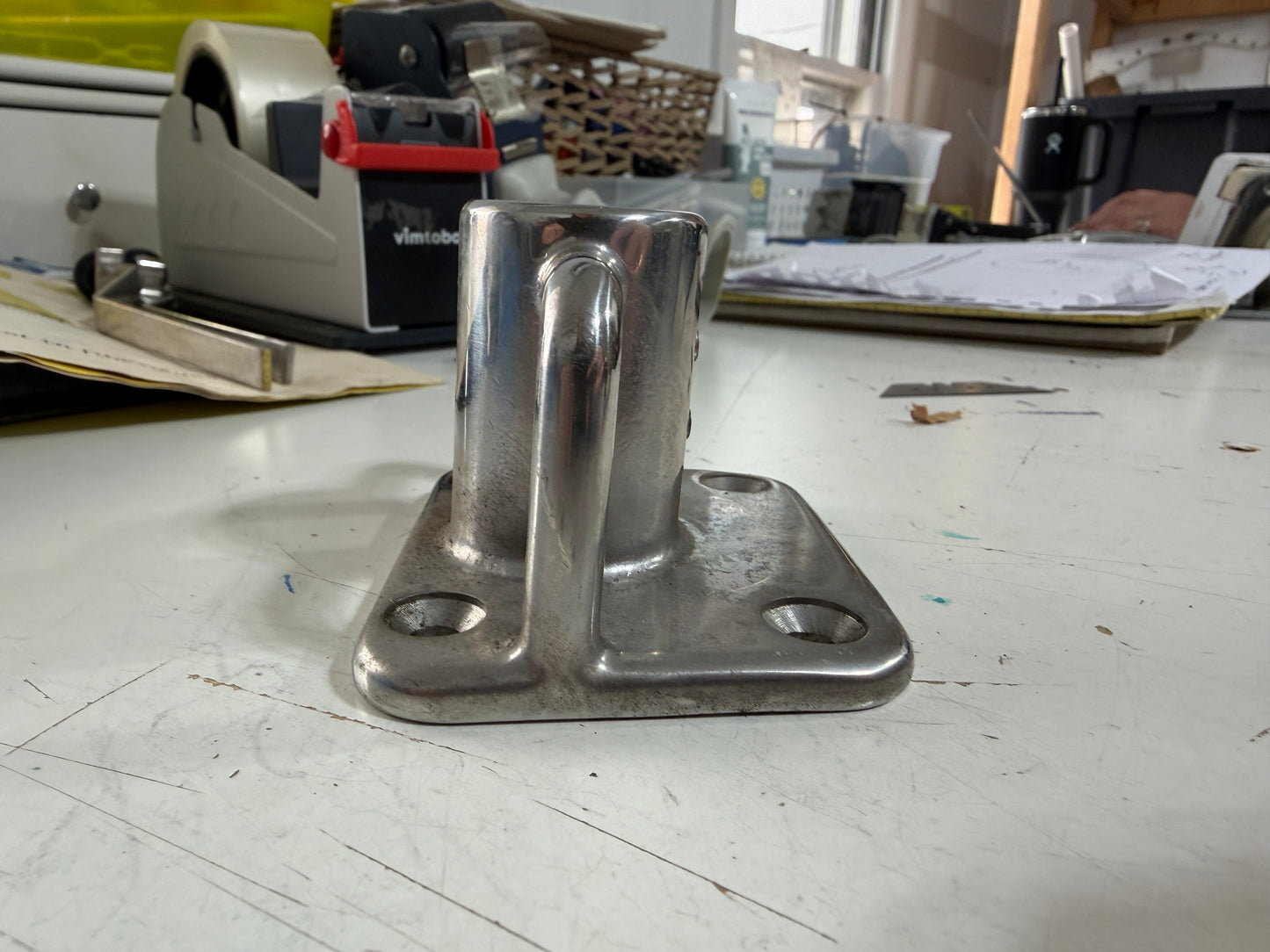 Stainless Angled 1" Diameter Tubing Stanchion Base