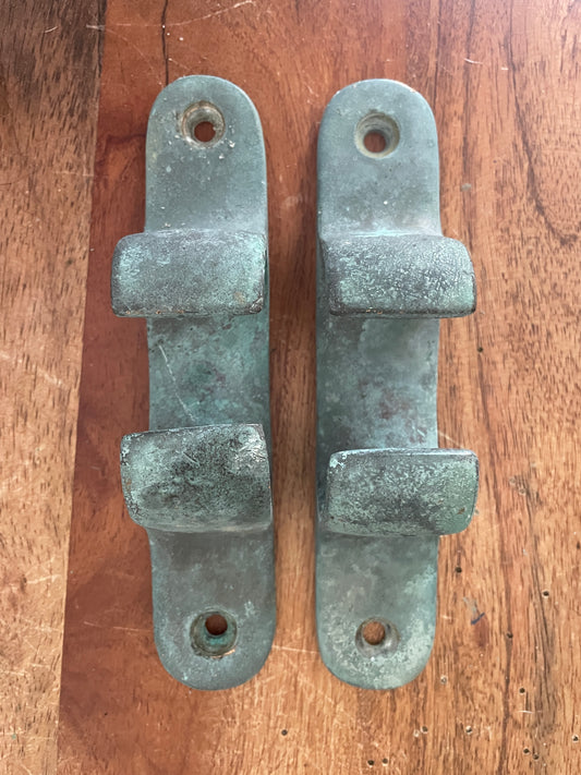 PAIR 6” Chromed Bronze Chock Cleats - 1 IS BENT
