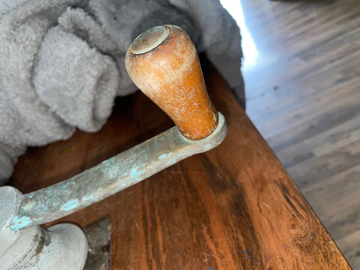 Small Vintage Bronze Winch With Bronze Handle