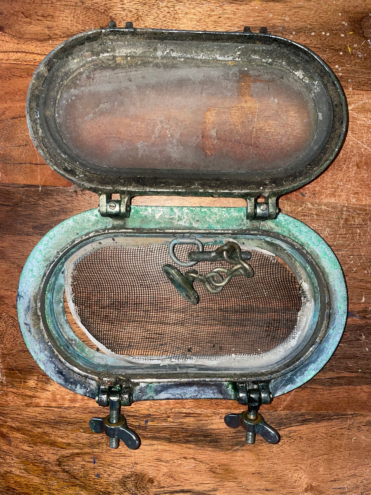 Chromed Bronze Opening Port Light - ID 8” Long x 4 1/8” Wide