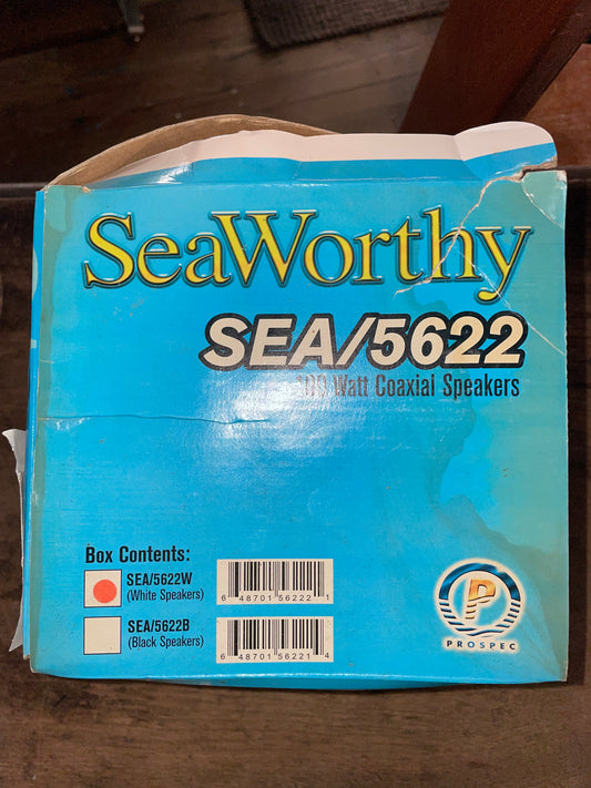 Pair Of Seaworthy 6 1/4” 100 Watt Marine Speakers (White) Sea/5622W- NEW