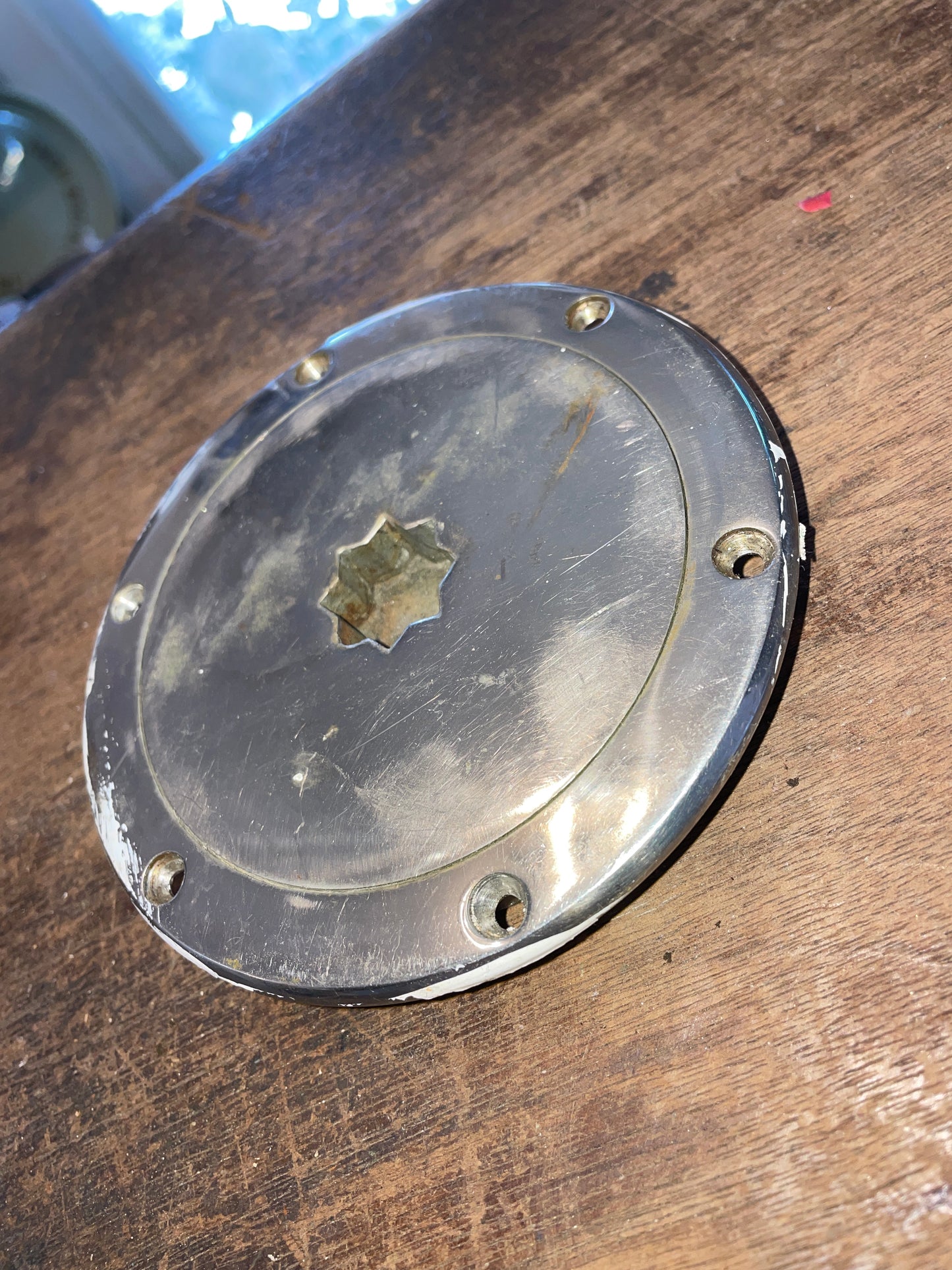 SS 4” Deck Plate- Winch Handle Opening
