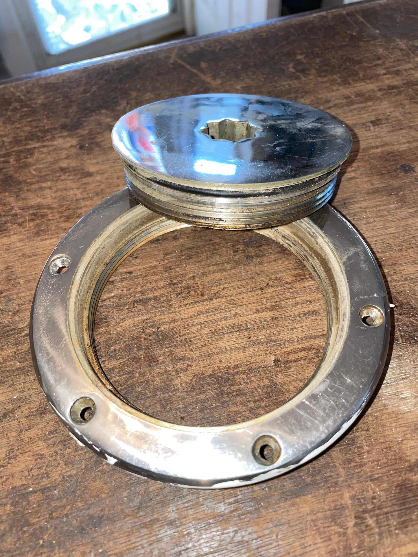 SS 4” Deck Plate- Winch Handle Opening