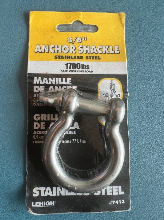 SEACHOICE PRODUCTS Stainless Steel Anchor Shackle 3/8" 316 Forged SS Model 43181
