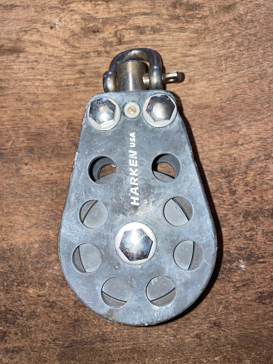 Large Harken Single Swivel Block 3 1/8” Sheave 5/8” Line