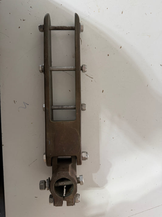 Solid Bronze 1 3/4" Tiller Strap & 1 3/16" Rudder Cap -- #9