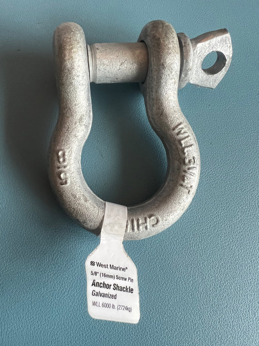 5/8" Anchor Shackle, Screw Pin, Hot Galvanized